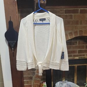 Jones New York Cream Tie-Front Cardigan